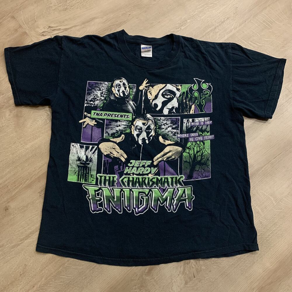 TNA Wrestling Jeff Hardy The Charismatic Enigma T-Shirt Mens Large L Black Comic